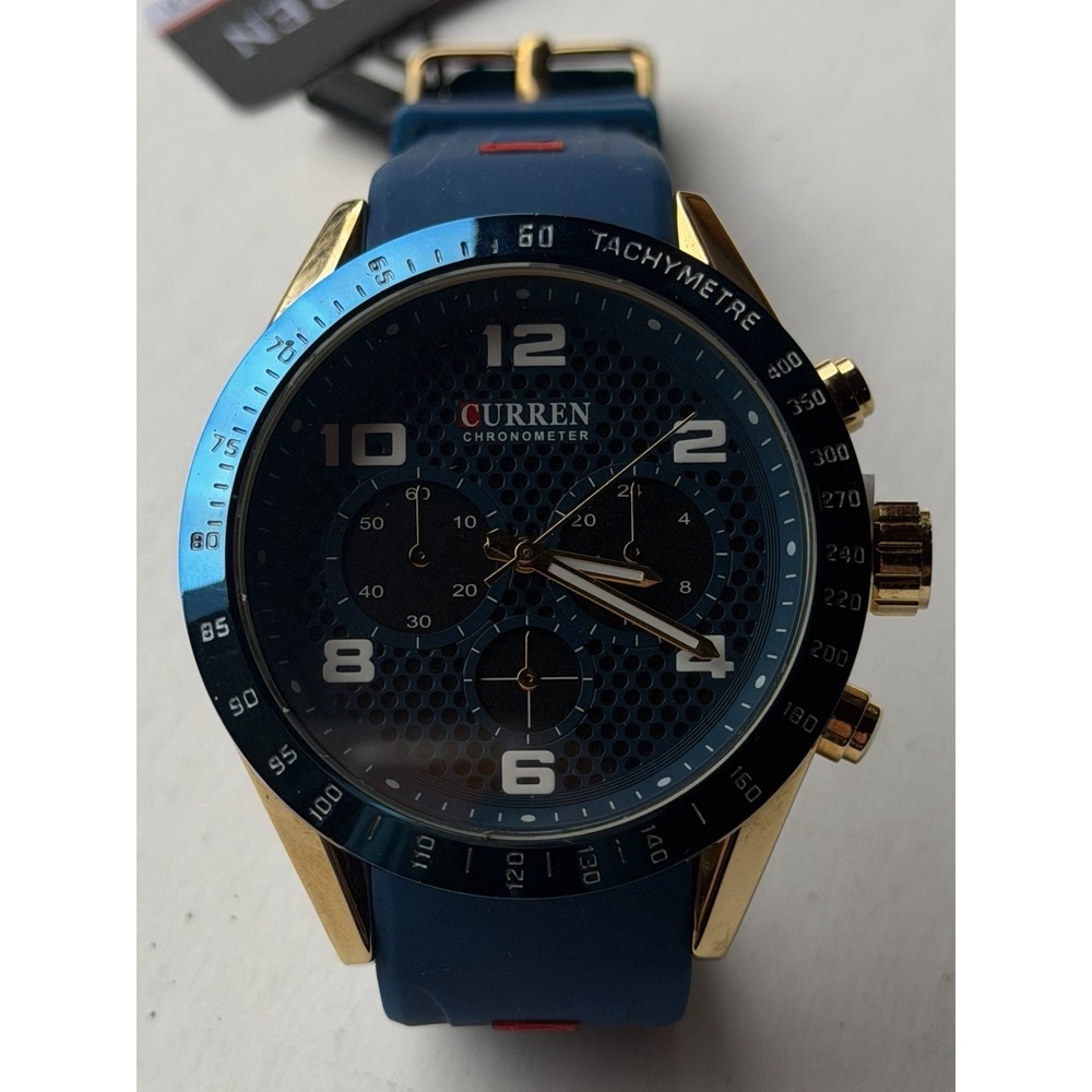 Curren Chronometer Tachymeter men's Watch model 8167 Blue Silicone